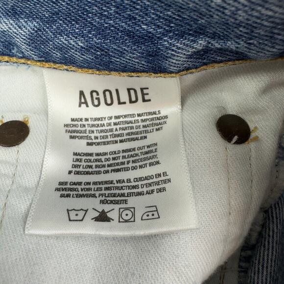 AGOLDE Lana MId-Rise Raw Hem Button-Fly Straight Jeans Women's Size 27 - Picture 9 of 10